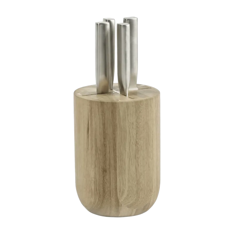 Set de couteaux en acier gris avec bloc en bois marron 16x16x35cm Base - Serax - The Cool Republic