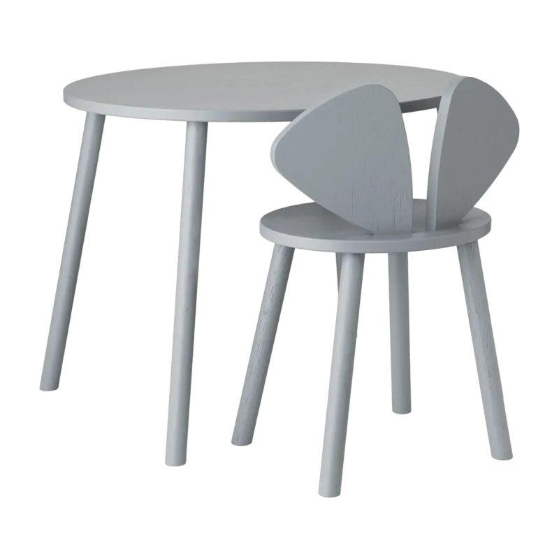 Set table et chaise en bois gris Mouse - Nofred - The Cool Republic