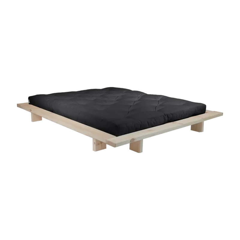 Sommier en bois brut et matelas Comfort noir 140x200 Japan - Karup Design - The Cool Republic