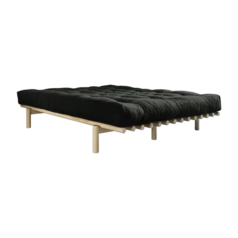 Sommier en bois clair et matelas Comfort noir 180x200 Pace - Karup Design - The Cool Republic