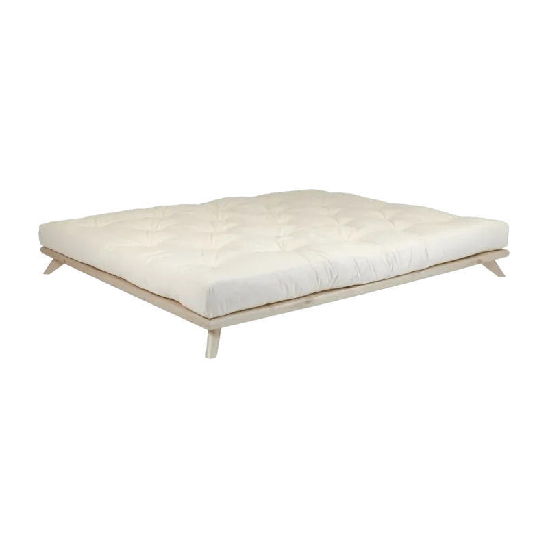Sommier en bois clair et matelas écru 140x200cm Senza Comfort - Karup Design - The Cool Republic