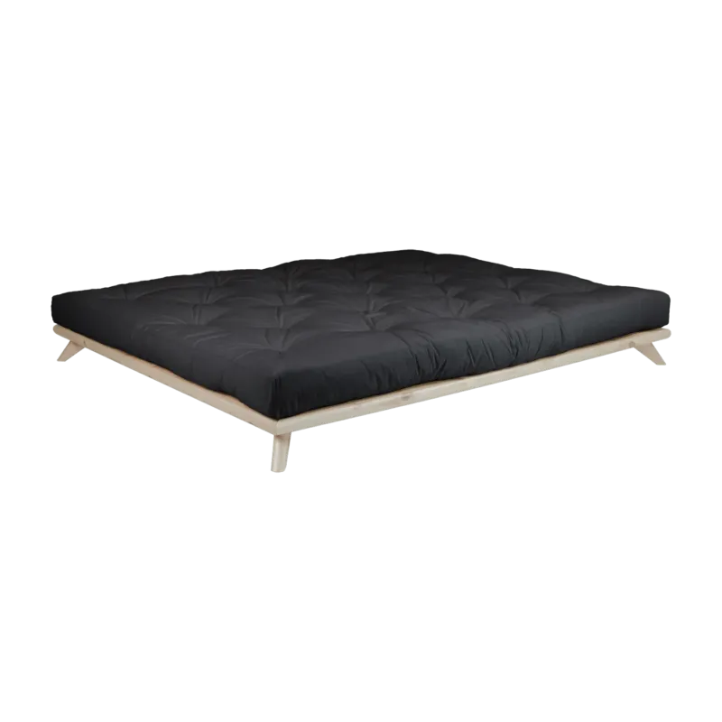 Sommier en bois clair et matelas noir 160x200cm Senza Comfort - Karup Design - The Cool Republic