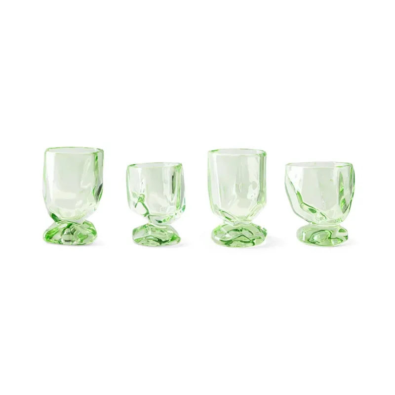 4 Verres à vin en verre vert péridot 230ml Glasses - HKLIVING