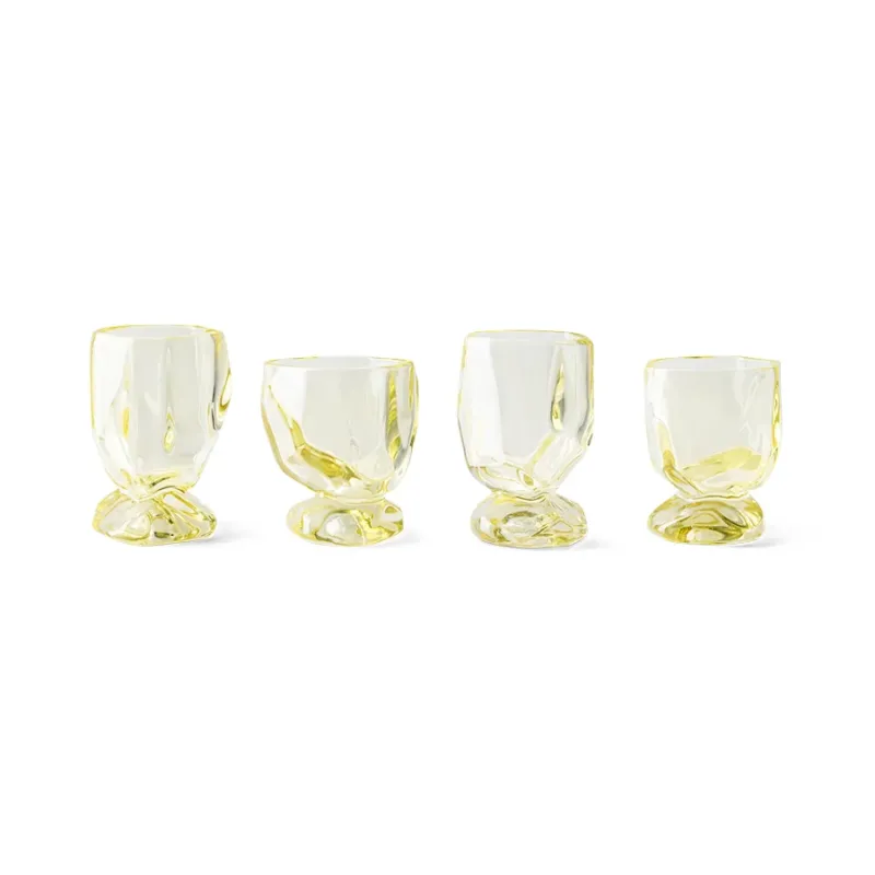 4 Verres à vin en verre jaune citrine 230ml Glasses - HKLIVING