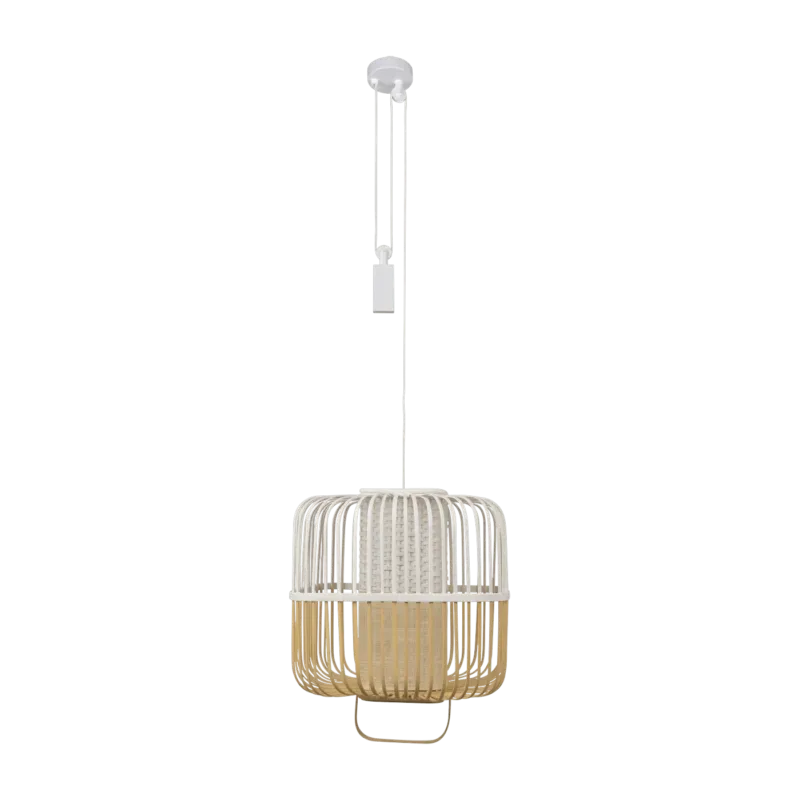 Suspension carré en bambou blanche M Bamboo Square - Forestier - The Cool Republic