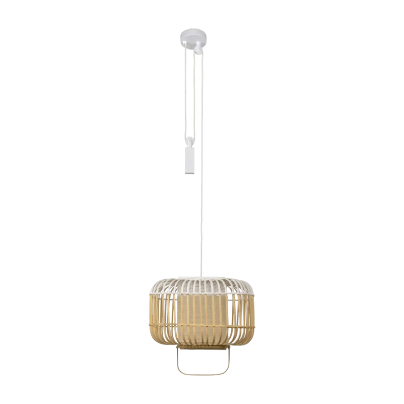 Suspension carré en bambou blanche S Bamboo Square - Forestier - The Cool Republic