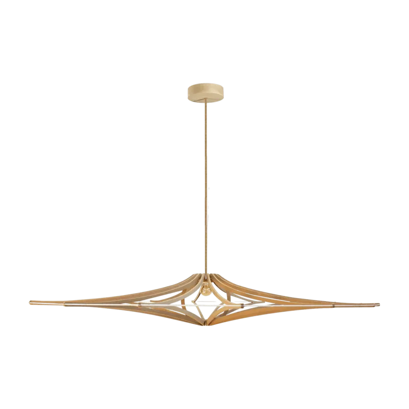Suspension Design bois et blanc 124 cm câble lin SINGING BRUT - RIF - The Cool Republic