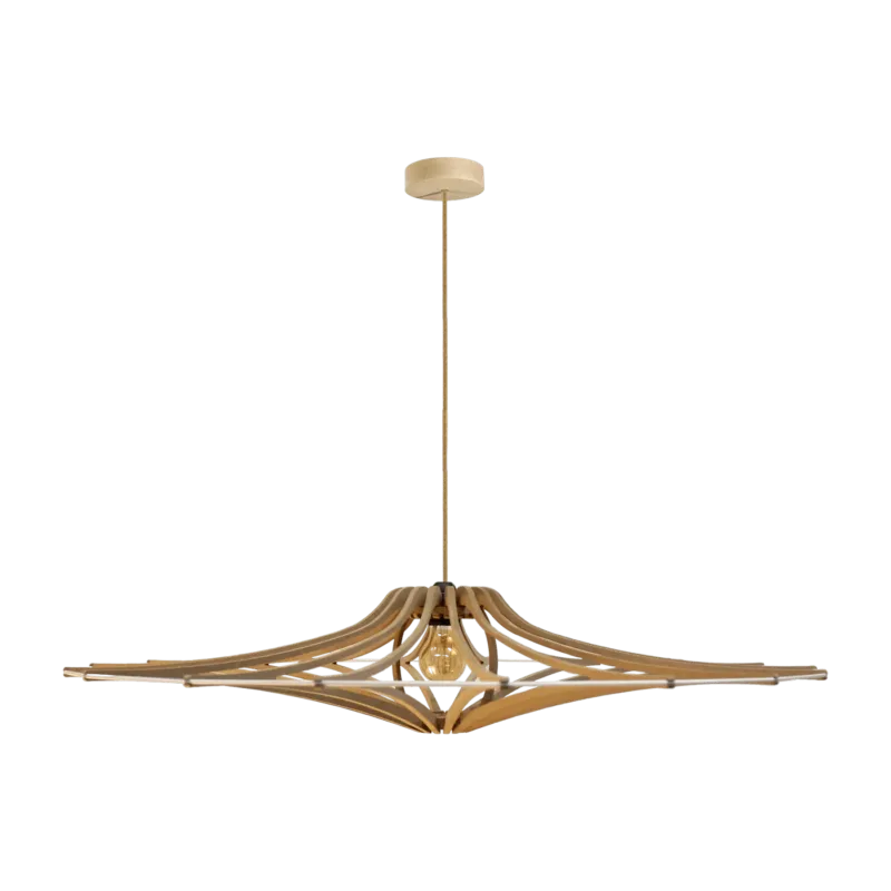 Suspension Design bois et blanc 90cm câble lin SINGING BRUT - RIF - The Cool Republic