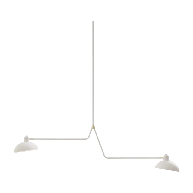Suspension double en aluminium blanc et laiton 61 cm Waldorf - Lambert & Fils - The Cool Republic