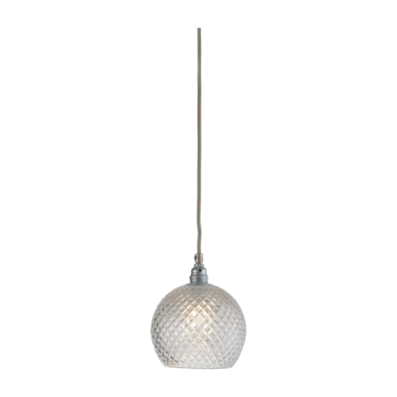 Suspension en cristal quadrillé transparent et argenté 15,5 cm Rowan - Ebb & Flow - The Cool Republic