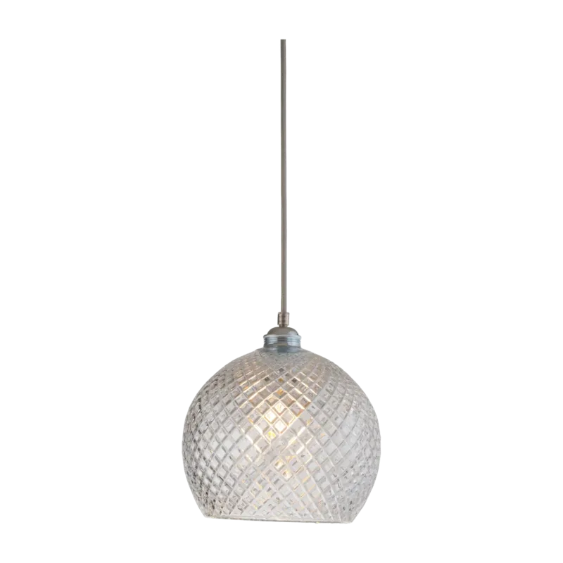 Suspension en cristal quadrillé transparent et argenté 22 cm Rowan - Ebb & Flow - The Cool Republic