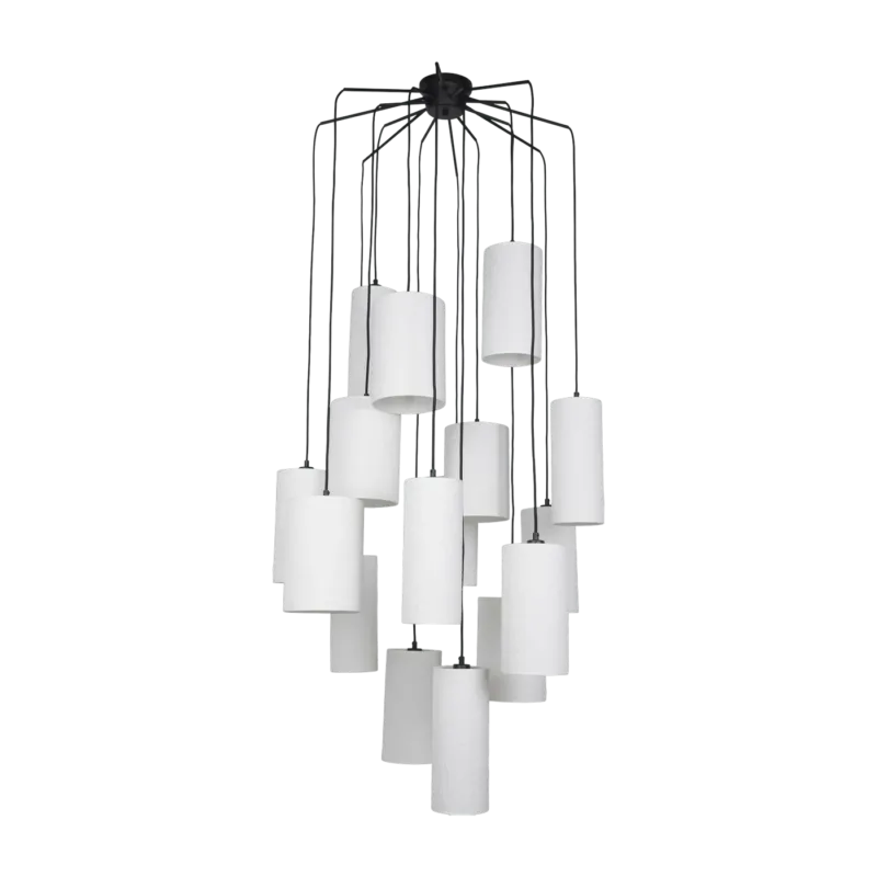 Suspension en grappe 16 lumières en métal et en tissu Cosiness - Market set - The Cool Republic