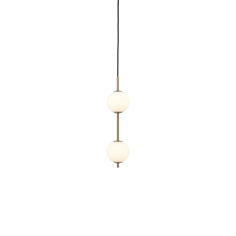 Suspension en laiton et deux verres soufflés opalin 12x50cm Audrey - Umage - The Cool Republic