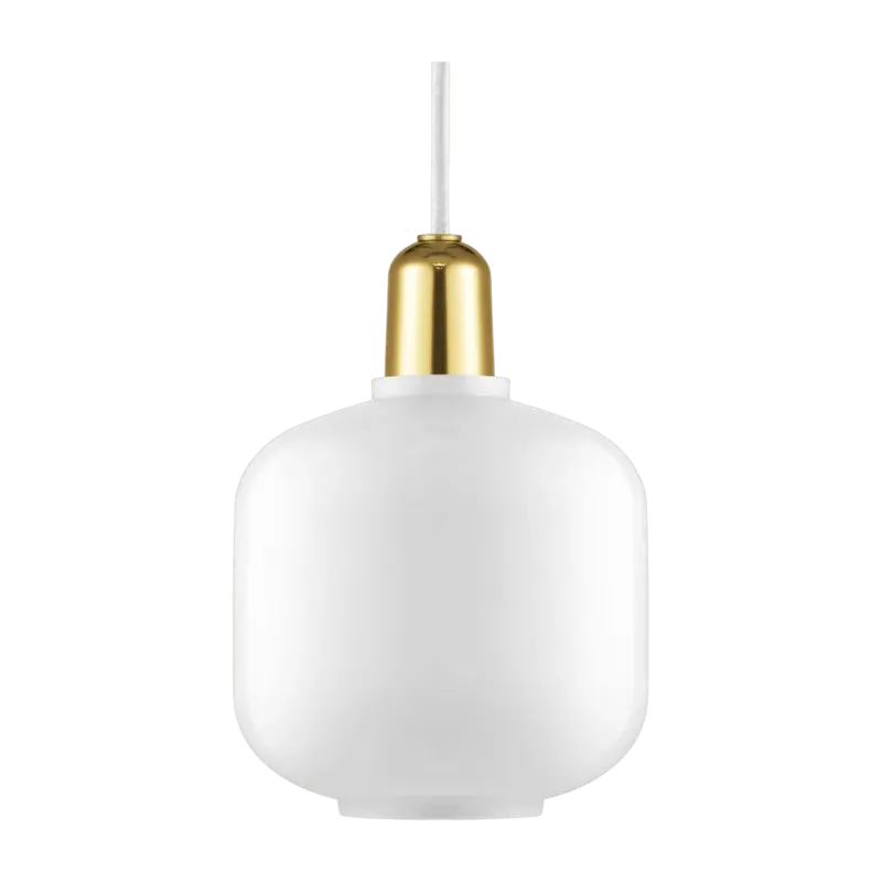 Suspension en laiton et verre opalin 17 cm Amp blanc/Brass - Normann Copenhagen - The Cool Republic