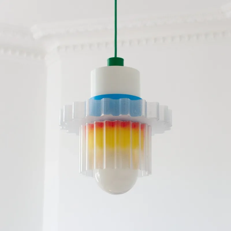 Suspension en plastiques 3D recyclés avec son câble vert forêt 28x24cm Gigi n°5 - Warren et laetitia - The Cool Republic