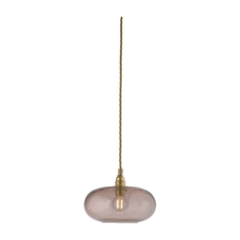 Suspension en verre rose transparent et détail en laiton 21 cm Horizon - Ebb & Flow - The Cool Republic
