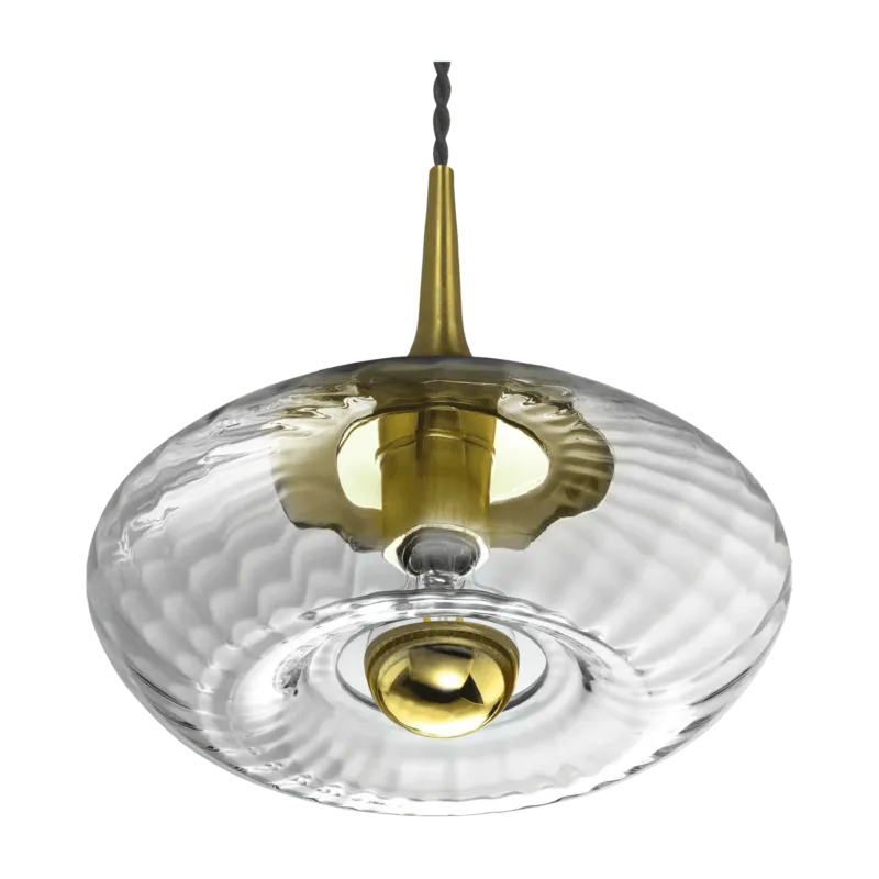 Suspension en verre transparent et doré Grace - Elements Lighting - The Cool Republic