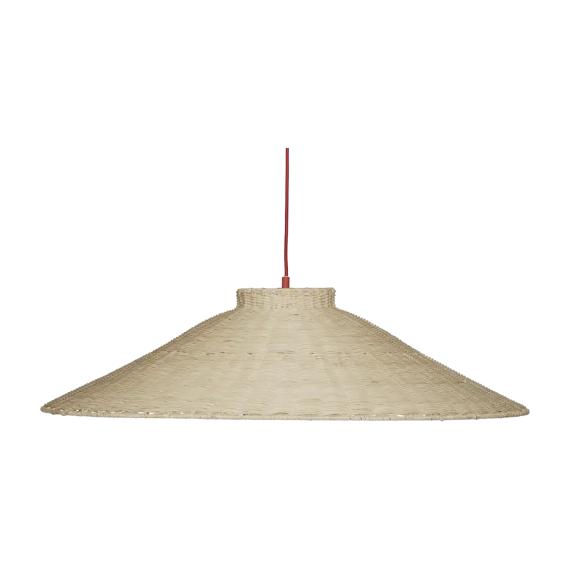Suspension ronde en rotin naturel et rouge 80cm Chand - Hübsch - The Cool Republic