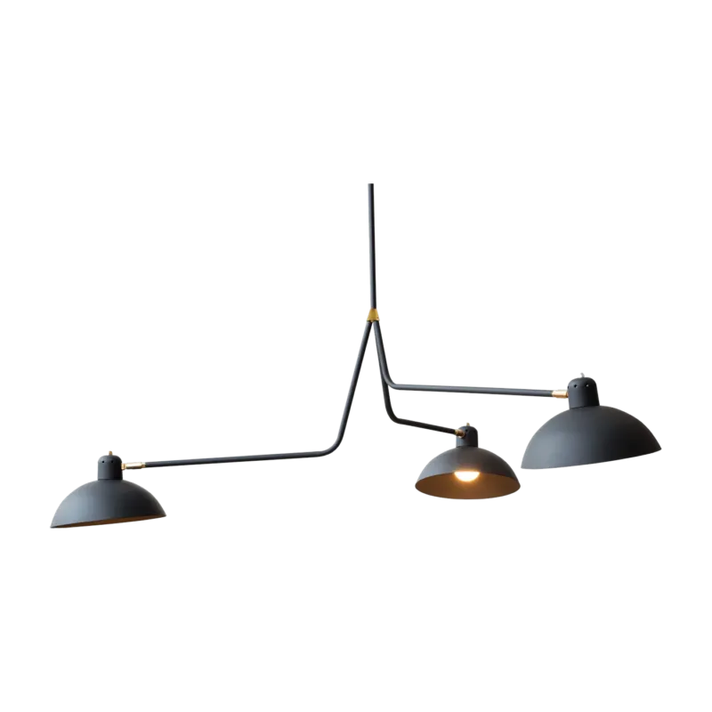 Suspension triple en aluminium noir et laiton 61 cm Waldorf - Lambert & Fils - The Cool Republic