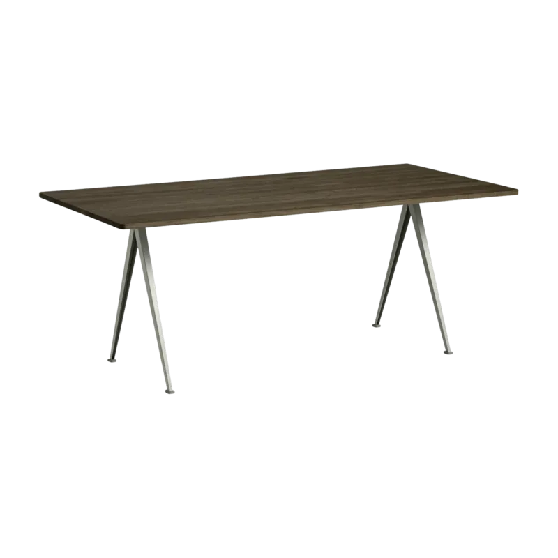 Table 190 cm en chêne fumé foncé mat et acier beige Pyramid 02 - HAY - The Cool Republic