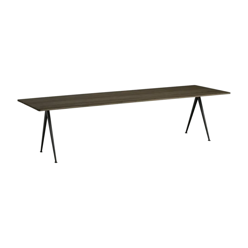 Table 300 cm en chêne massif solide fumé et acier noir Pyramid 02 - HAY - The Cool Republic