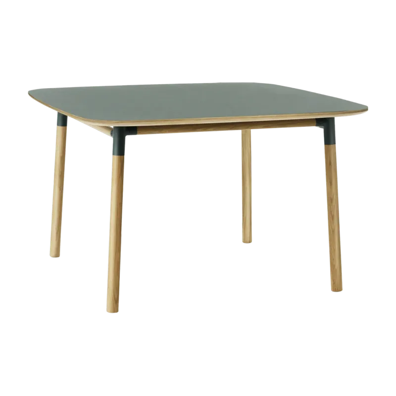 Table à manger carrée en chêne et lino vert 120 x 120 cm Form - Normann Copenhagen - The Cool Republic
