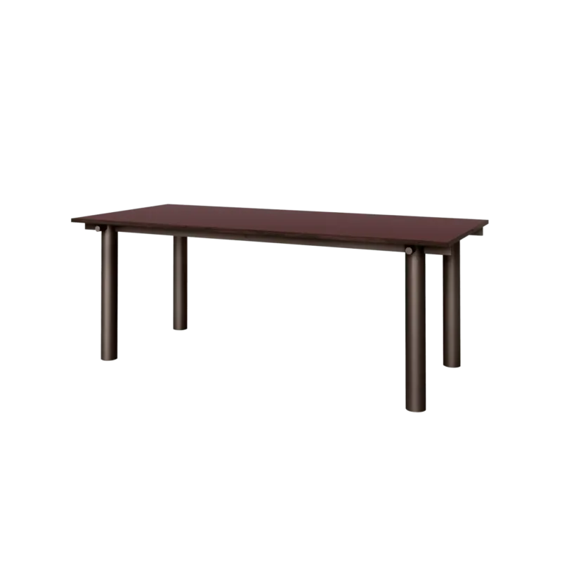 Table à manger en chêne bordeaux et acier chocolat 200x90cm Atura - Ferm living - The Cool Republic