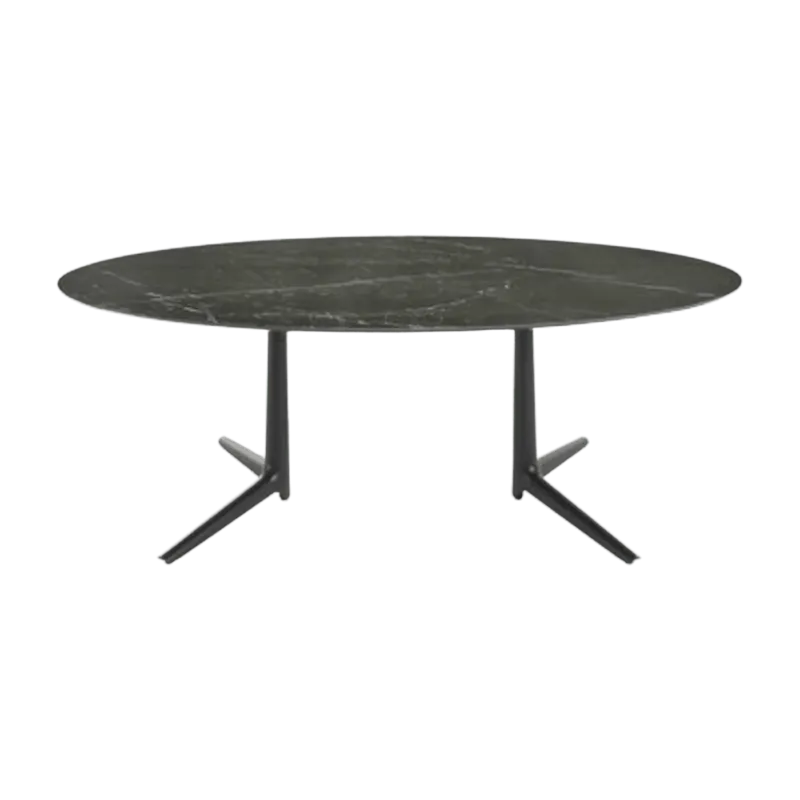 Table à manger ovale effet marbre noir 192x118 Multiplo - Kartell - The Cool Republic