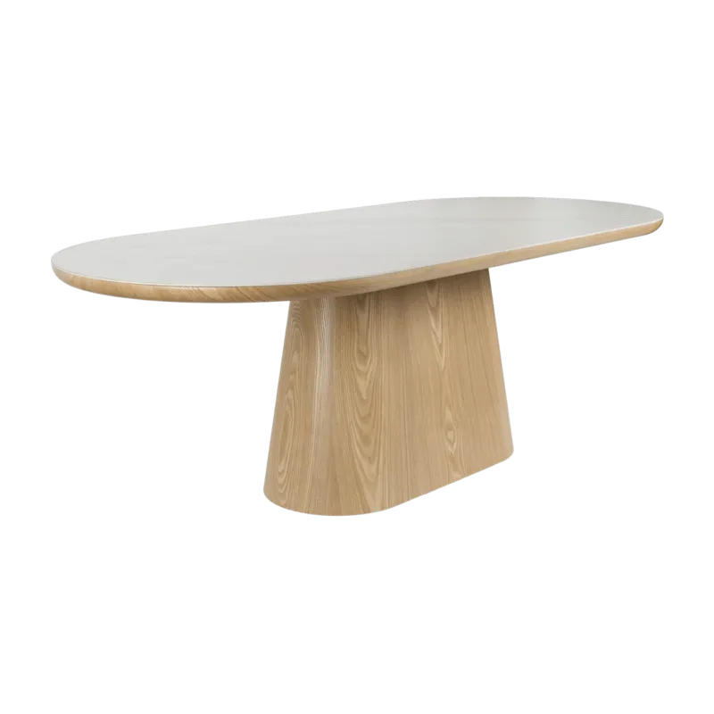 Table à manger ovale en bois de chêne naturel et pierre blanche 180x90cm Octave - The Cool Republic - The Cool Republic