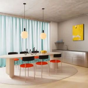 Table à manger ovale en chêne beige et acier beige 200x95x74cm Plateau - Fest Amsterdam - The Cool Republic