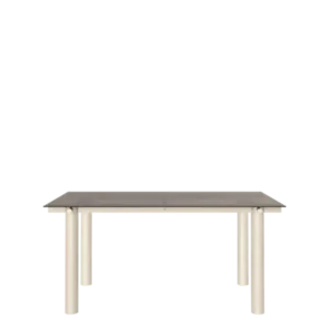 Table à manger rectangulaire en acier beige et verre teinté foncé 160 x 90 cm Atura - Ferm Living - The Cool Republic
