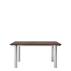 Table à manger rectangulaire en acier inoxydable brossé et chêne foncé vernis 160 x 90 cm Atura - Ferm Living - The Cool Republic