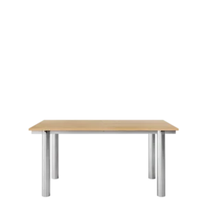 Table à manger rectangulaire en acier inoxydable brossé et chêne naturel vernis 160 x 90 cm Atura - Ferm Living - The Cool Republic