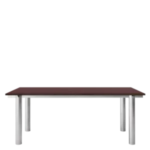 Table à manger rectangulaire en acier inoxydable brossé et lino bordeaux 200 x 90 cm Atura - Ferm Living - The Cool Republic