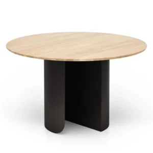 Table à manger ronde en chêne naturel et acier noir 120x74cm Plateau - Fest Amsterdam - The Cool Republic