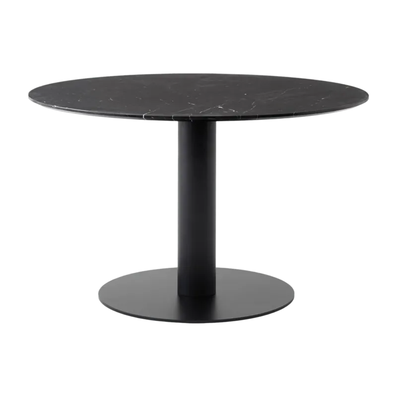 Table à manger ronde en marbre noire et base en acier noire 120 cm - &Tradition - The Cool Republic