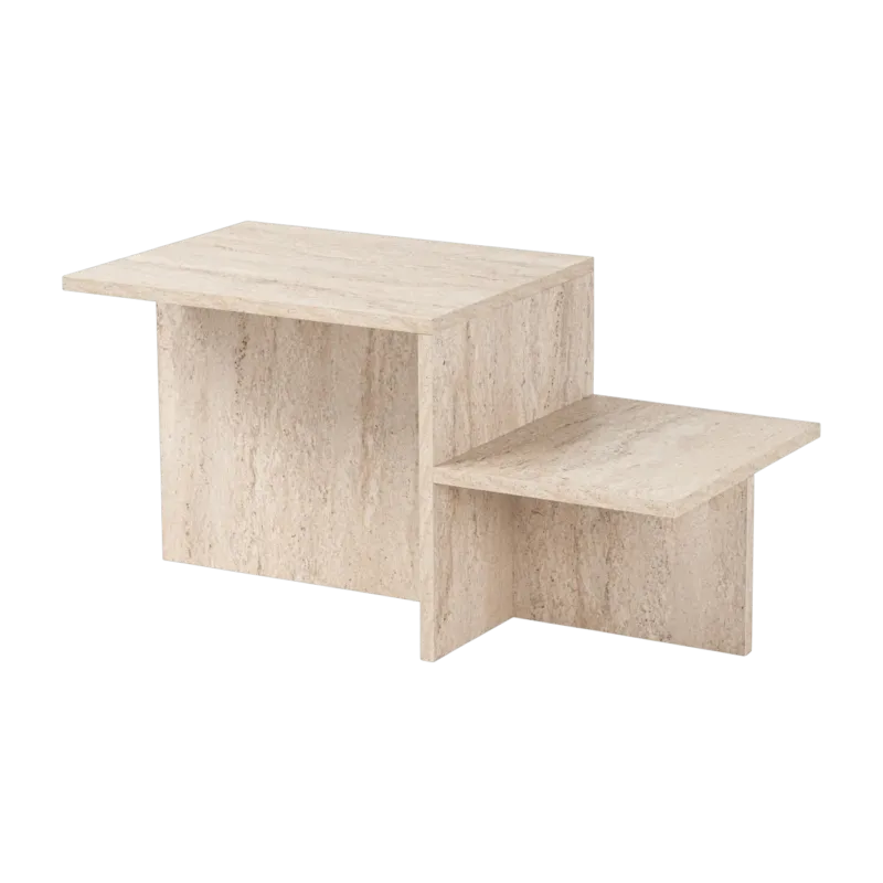 Table basse asymétrique effet travertin 80x40cm Harmony - Home Design - The Cool Republic