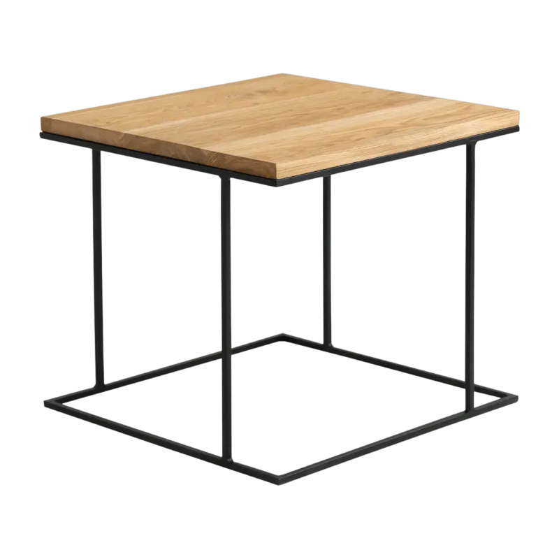 Table basse carré en métal noir plateau en plaqué bois Walt - Custom Form - The Cool Republic