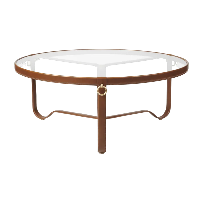 Table basse circulaire cuir marron 100 cm Adnet - Gubi - The Cool Republic