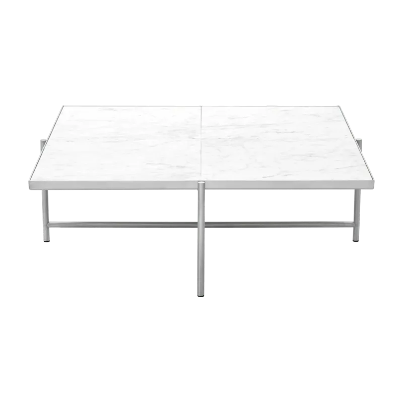 Table basse en marbre blanc et piètements en acier inoxydable Coffee 90 - Handvärk - The Cool Republic