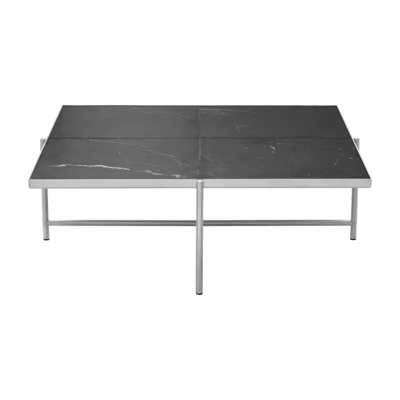 Table basse en marbre noir et piètements en acier inoxydable Coffee 90 - Handvärk - The Cool Republic