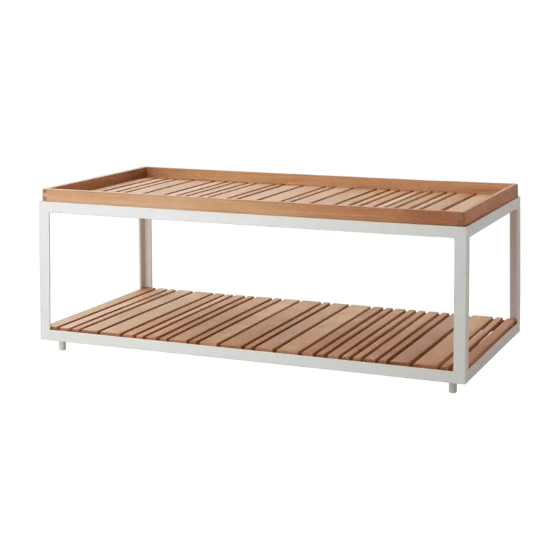 Table basse en teck et cadre blanc 122x62 cm Level - Cane-Line - The Cool Republic