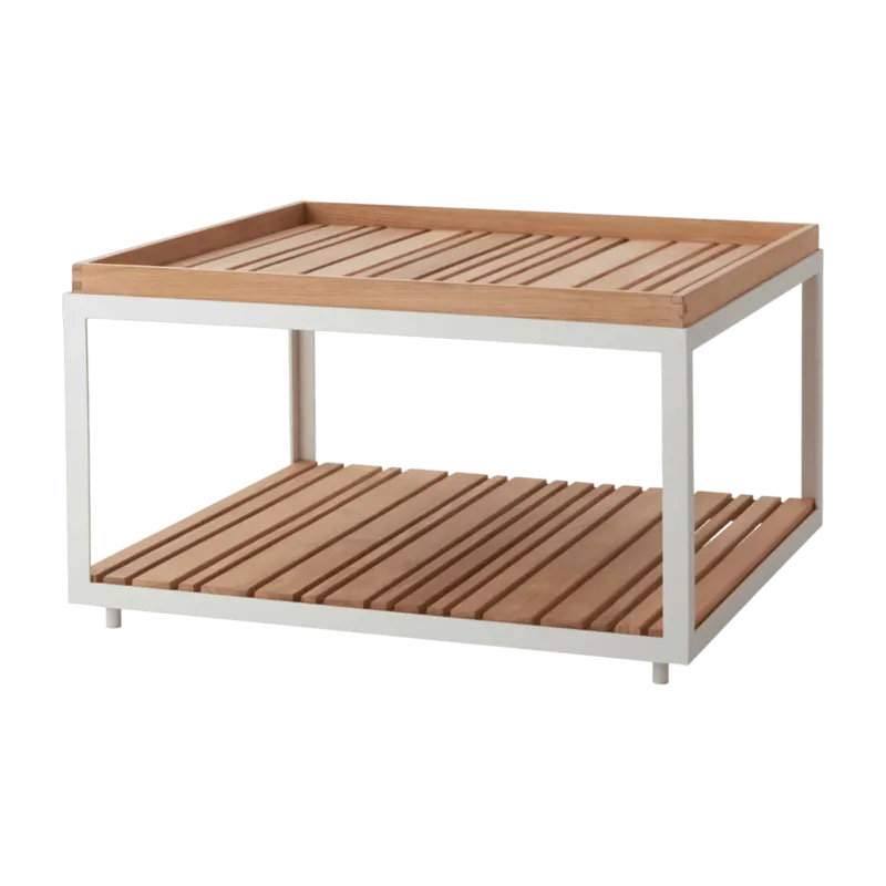 Table basse en teck et cadre blanc 79x79 cm Level - Cane-Line - The Cool Republic