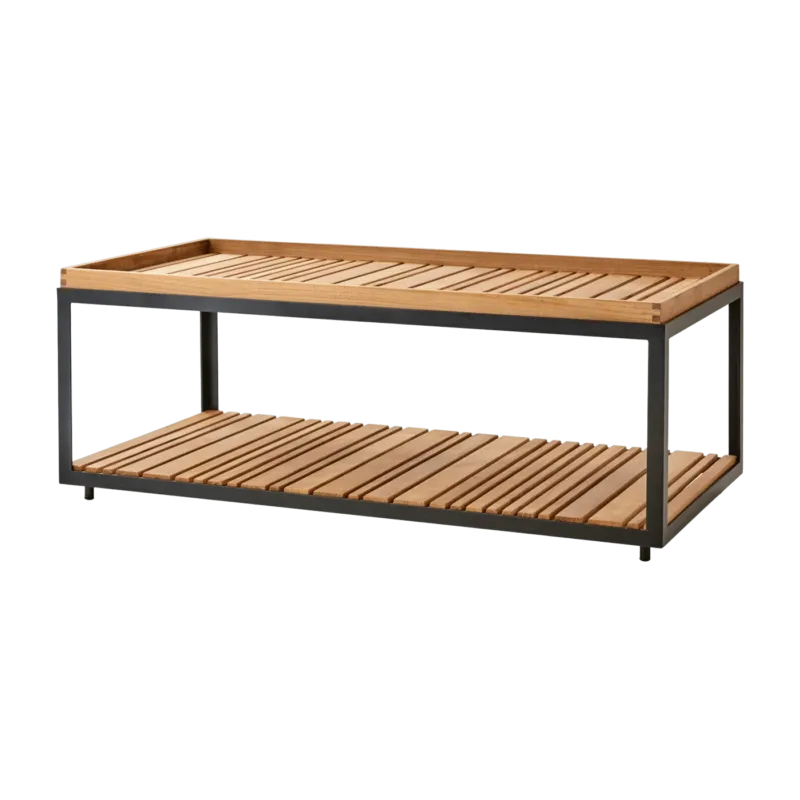 Table basse en teck et cadre noir 122x62 cm Level - Cane-Line - The Cool Republic