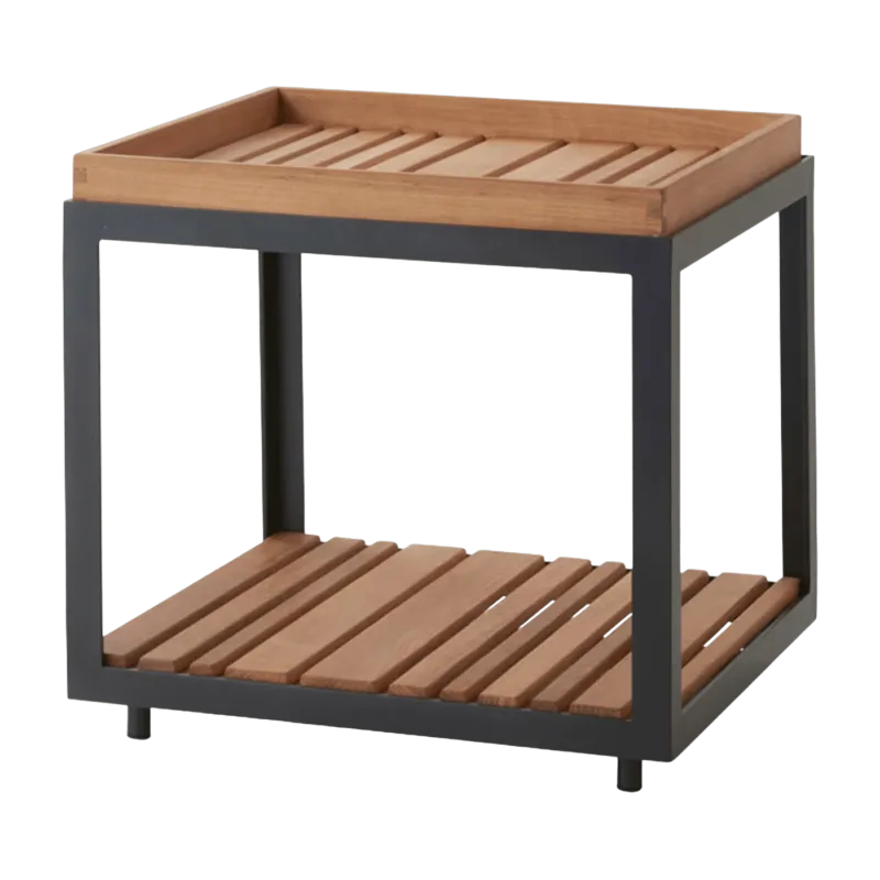 Table basse en teck et cadre noir 48x48 cm Level - Cane-Line - The Cool Republic