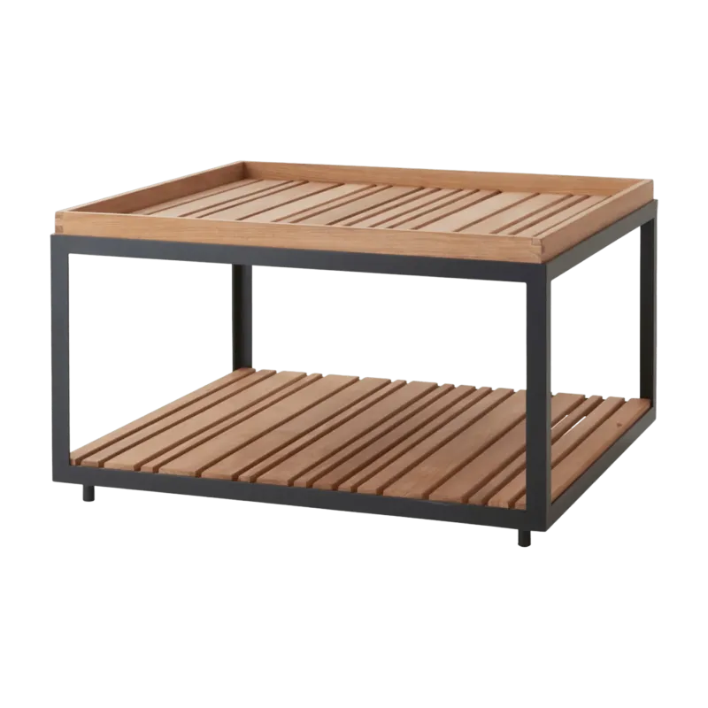Table basse en teck et cadre noir 79x79 cm Level - Cane-Line - The Cool Republic