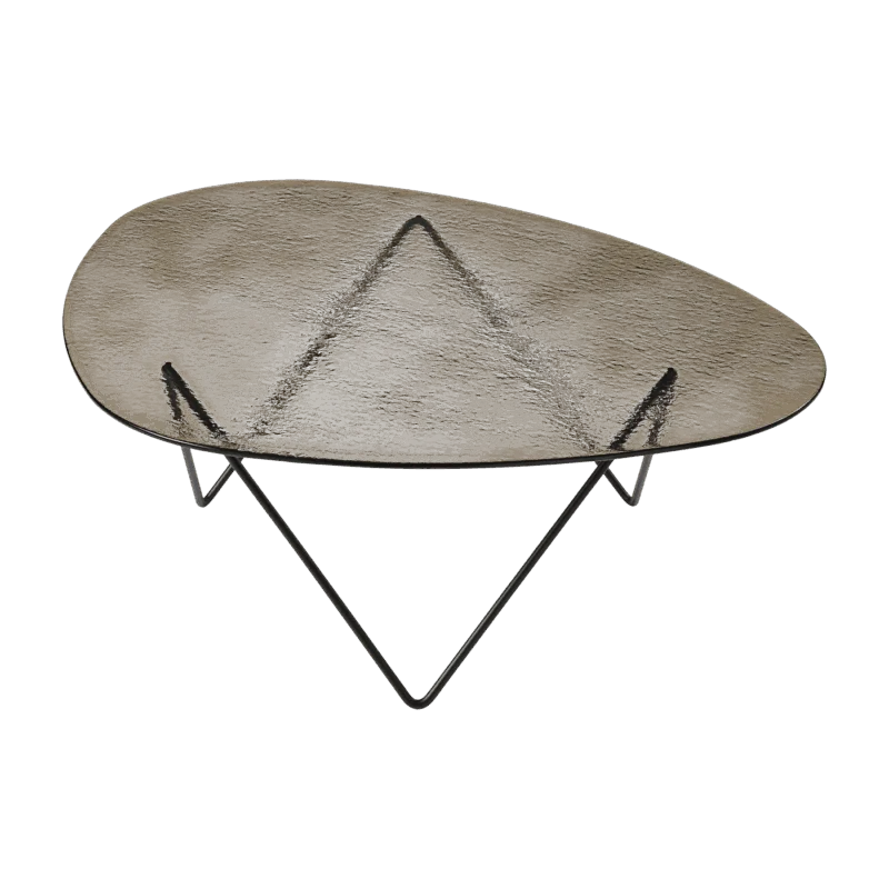 Table basse en verre structuré bronze et acier noir mat 106cm Pedrera - Gubi - The Cool Republic