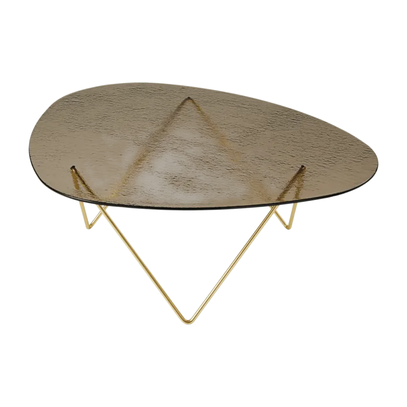 Table basse en verre structuré bronze et laiton 106cm Pedrera - Gubi - The Cool Republic