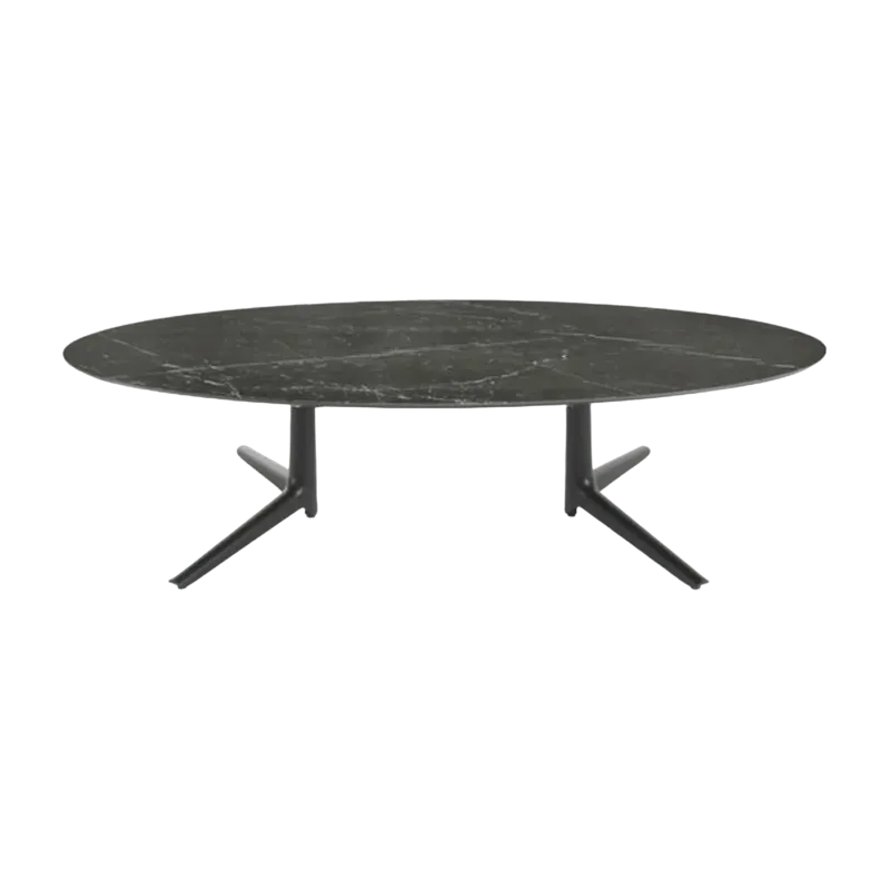 Table basse ovale effet marbre noir 192x118 Multiplo - Kartell - The Cool Republic
