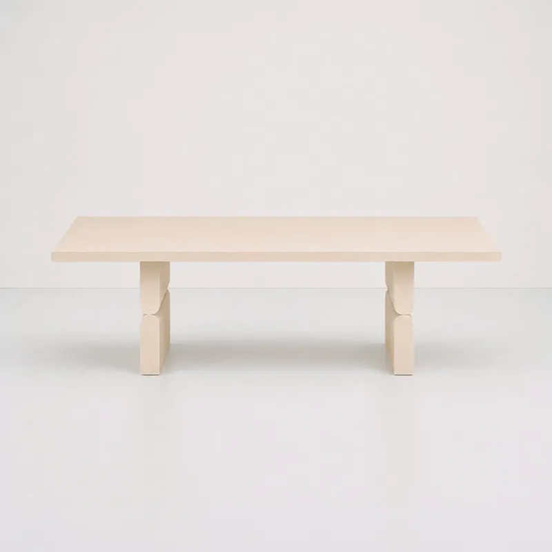 Table basse rectangulaire en bois teinté blanc ivoire 118 x 58 x 35 cm Noon - Nobodinoz - The Cool Republic